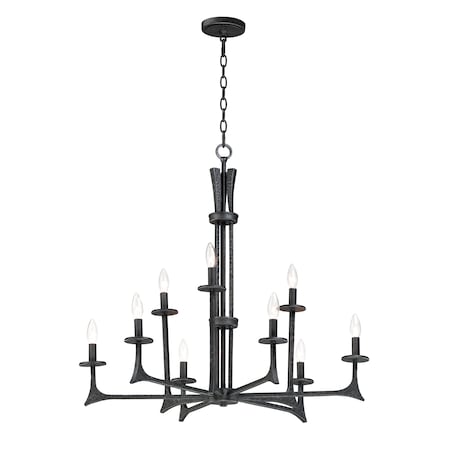 Maxim Lighting Anvil 9-Light 34" Wide Natural Iron Chandelier 30306NI